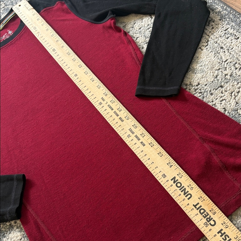 Smartwool Burgundy and Black Long Sleeve Athletic Crew shirt merino wool - Picture 5 of 5